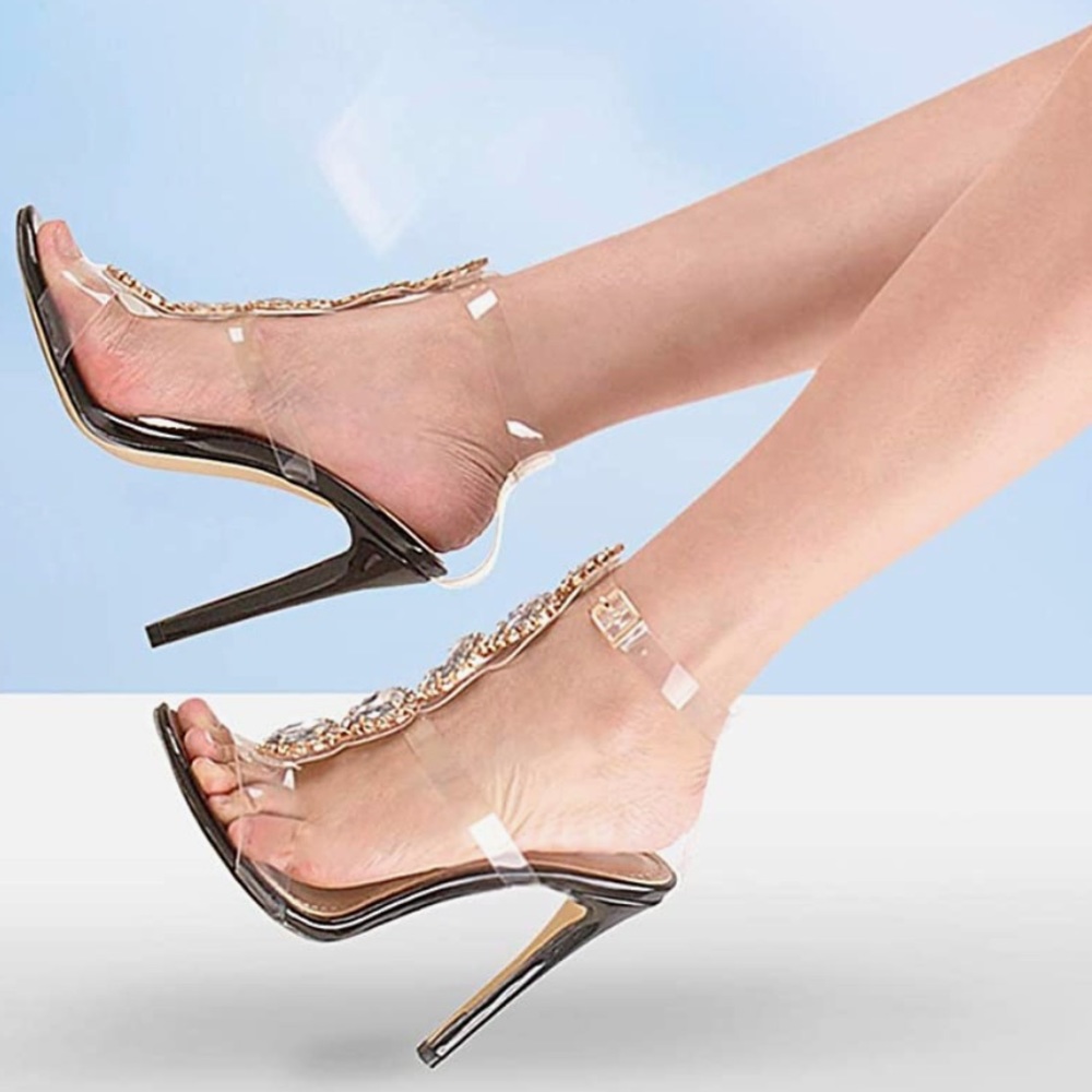 Only Maker Clear Embellished Gladiator Heel Sandal
